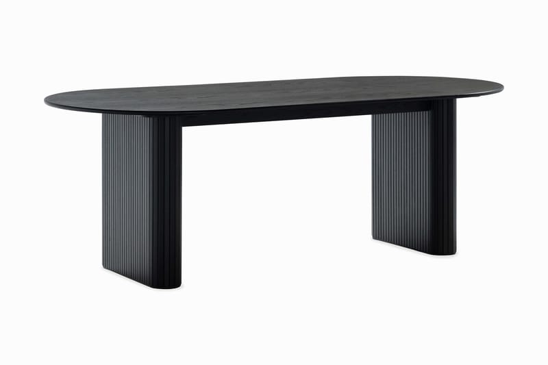 Noira Ovalt Matbord 220 cm Svart +  6 st Nibe stol brun med svarta ben - Svart/Brun - Möbler - Matplats - Matgrupp & matbord med stolar
