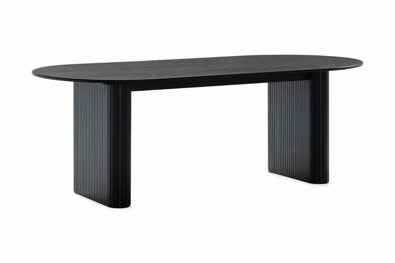 Noira Ovalt Matbord 220 cm Svart +  8 st Nibe stol svart med valnöt ben - Svart - Möbler - Matplats - Matgrupp & matbord med stolar