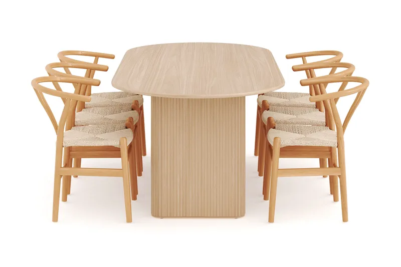 Noira Ovalt Matgrupp 220 cm med 6 Dastoori Matstolar - Natur - Möbler - Matplats - Matgrupp & matbord med stolar