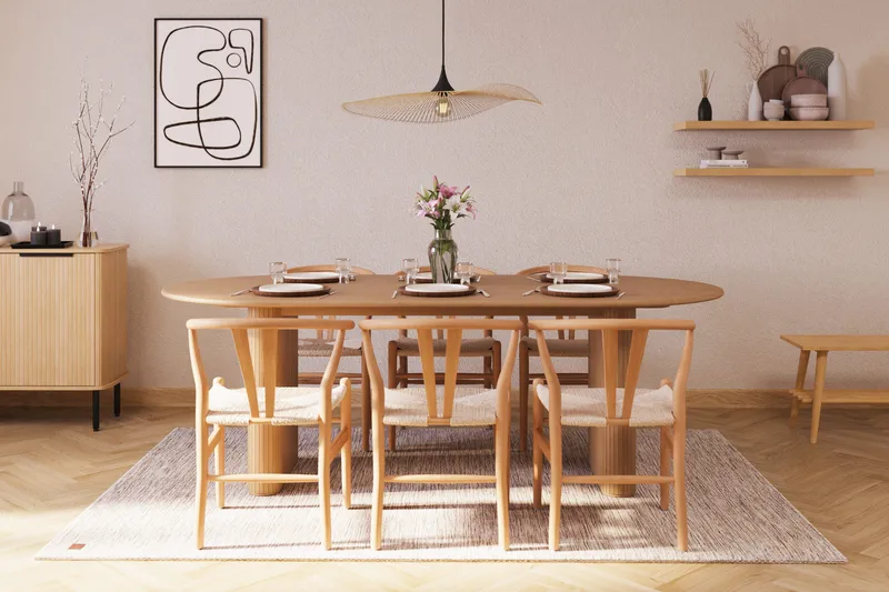 Noira Ovalt Matgrupp 220 cm med 6 Dastoori Matstolar - Natur - Möbler - Matplats - Matgrupp & matbord med stolar