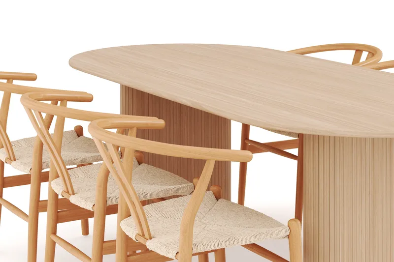 Noira Ovalt Matgrupp 220 cm med 6 Dastoori Matstolar - Natur - Möbler - Matplats - Matgrupp & matbord med stolar