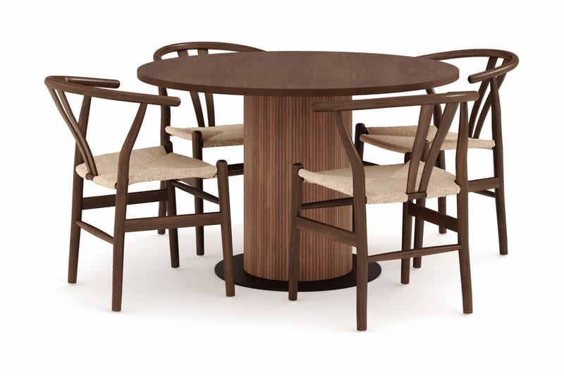 Noira Rund Matgrupp 120 cm Runt matbord med 4 Dastoori Matstolar