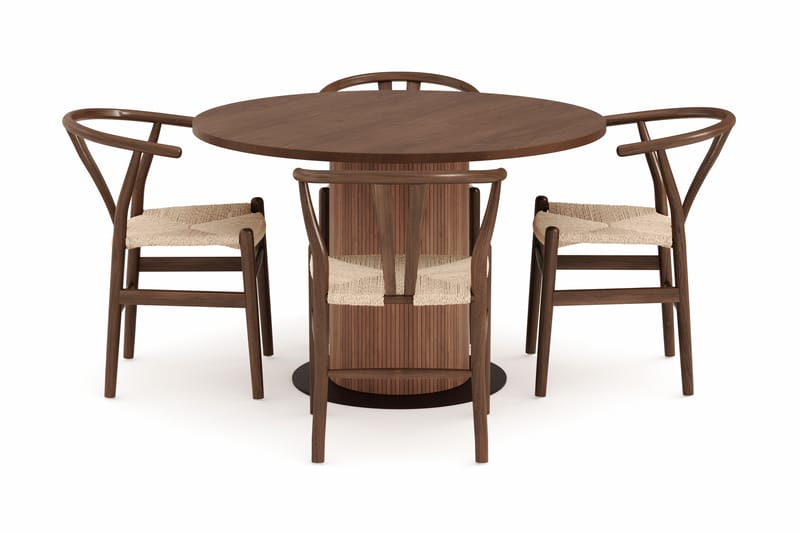 Noira Rund Matgrupp 120 cm Runt matbord med 4 Dastoori Matstolar - Möbler - Matplats - Matgrupp & matbord med stolar