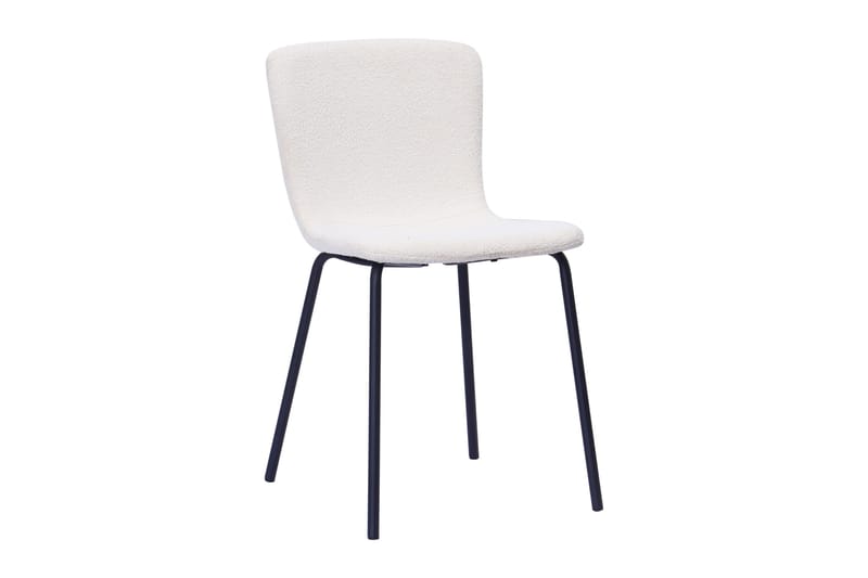 Noira Runt Litet Matbord Massiv Valnöt 120 cm med 4 Katy Matstolar - Brun / Vit Bouclé / Metallben Svart - Möbler - Matplats - Matgrupp & matbord med stolar