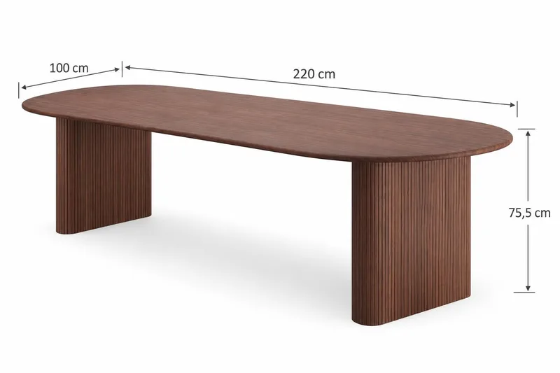Noira Stort Förlängningsbart Matbord 220-320x100 cm med Trä- och Valnötsutseende - Valnöt - Möbler - Matplats - Matbord & köksbord
