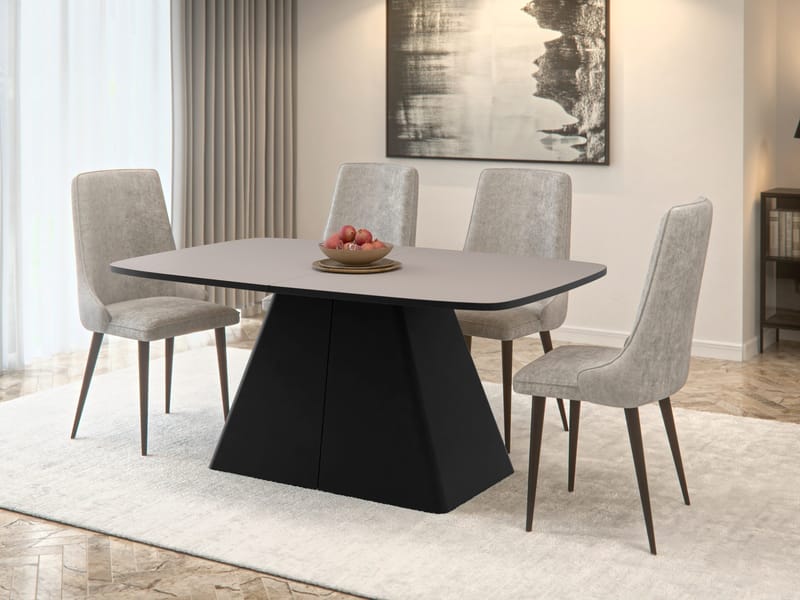 Novaj Matbord förlängningsbart 180-256 cm - svart, beige - Möbler - Matplats - Matbord & köksbord