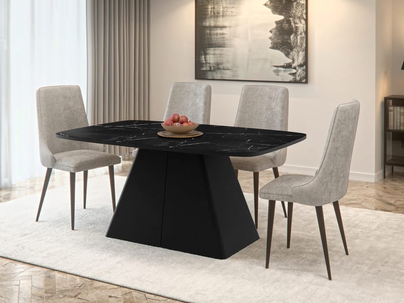 Novaj Matbord förlängningsbart 180-256 cm - Svart (marmor) - Möbler - Matplats - Matbord & köksbord