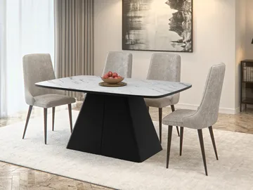 Novaj Matbord förlängningsbart 180-256 cm - Svart, vit (marmor) - Möbler - Matplats - Matbord & köksbord