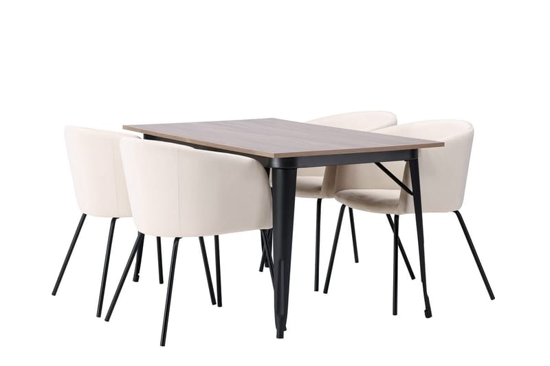 Ochovi Matbord 140 cm med 4 Berit Karmstol Sammet med Armstöd - Möbler - Matplats - Matgrupp & matbord med stolar