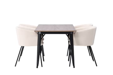 Ochovi Matbord 140 cm med 4 Berit Karmstol Sammet med Armstöd - Möbler - Matplats - Matgrupp & matbord med stolar