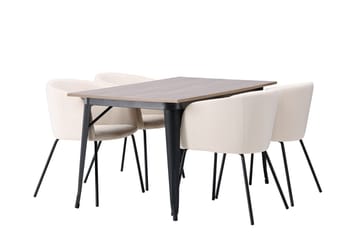 Ochovi Matbord 140 cm med 4 Berit Karmstol Sammet med Armstöd - Möbler - Matplats - Matgrupp & matbord med stolar