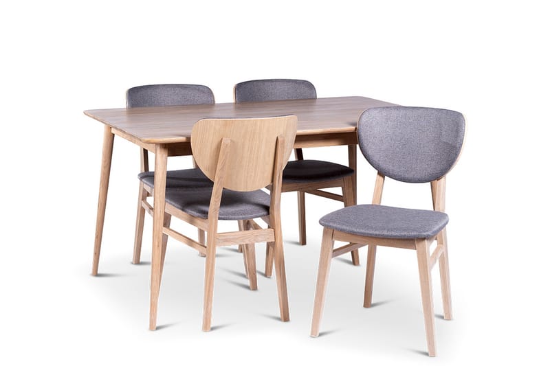 Odense Matgrupp 140 cm med 4 Borgholm Stolar i massivt trä - Natur - Möbler - Matplats - Matgrupp & matbord med stolar