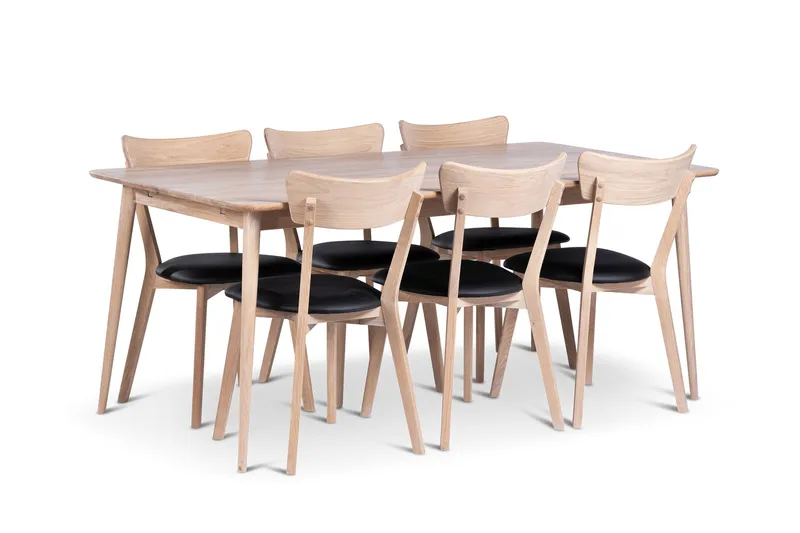 Odense Matgrupp 180 cm med 6 Eksjö Stolar i massivt trä, Natur
