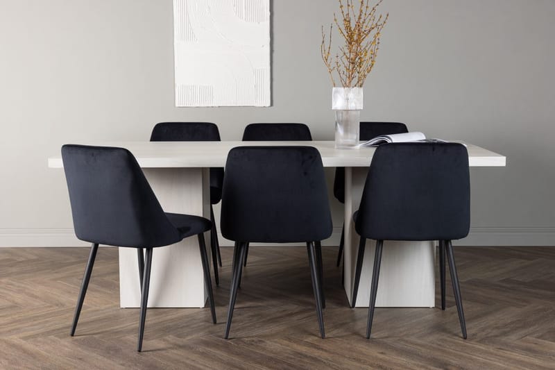 Olga Matbord 75x200 cm med 6 Night Matstol