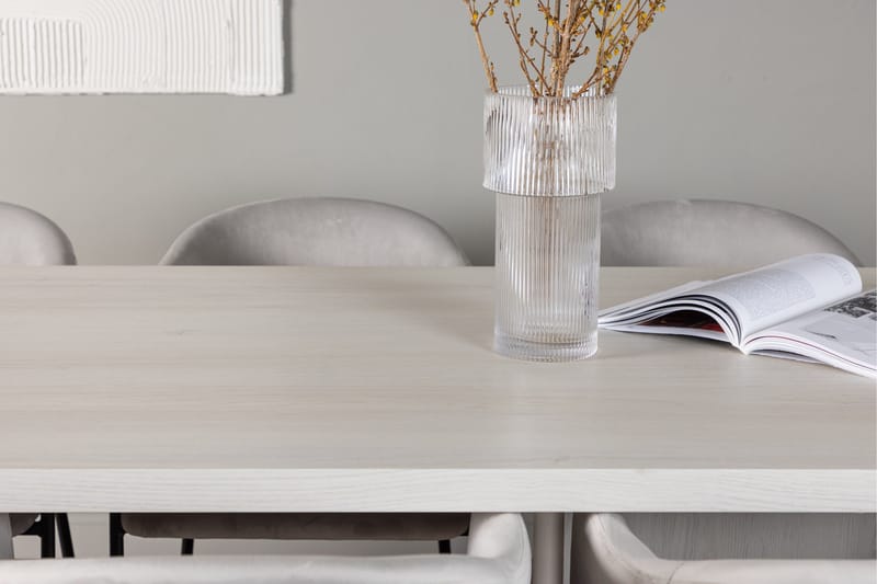 Olga Matgrupp 200 cm Rektangulär med 6 Evelina Stolar - Vit - Möbler - Matplats - Matgrupp & matbord med stolar