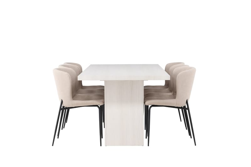 Olga Matgrupp 200 cm Rektangulär med 6 Modesto Stolar - Beige - Möbler - Matplats - Matgrupp & matbord med stolar