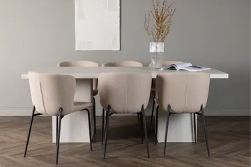 Olga Matgrupp 200 cm Rektangulär med 6 Modesto Stolar - Beige - Möbler - Matplats - Matgrupp & matbord med stolar