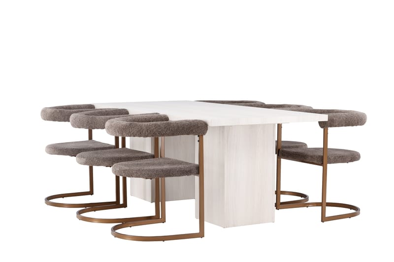 Olga Matgrupp 200 cm Rektangulär med 6 Morning Stolar - Brun - Möbler - Matplats - Matgrupp & matbord med stolar