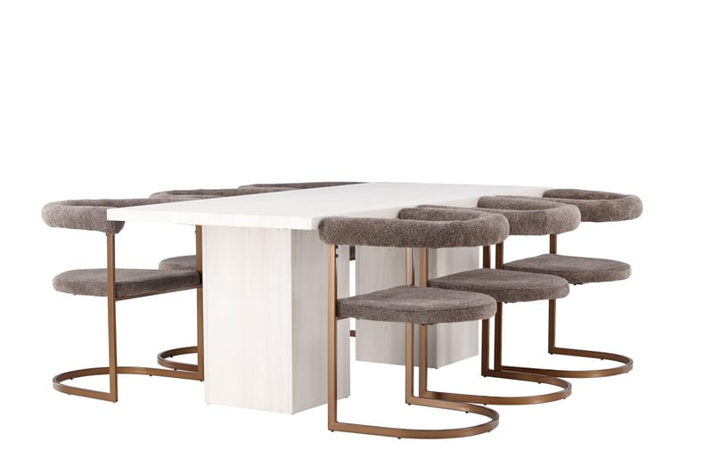 Olga Matgrupp 200 cm Rektangulär med 6 Morning Stolar - Brun - Möbler - Matplats - Matgrupp & matbord med stolar