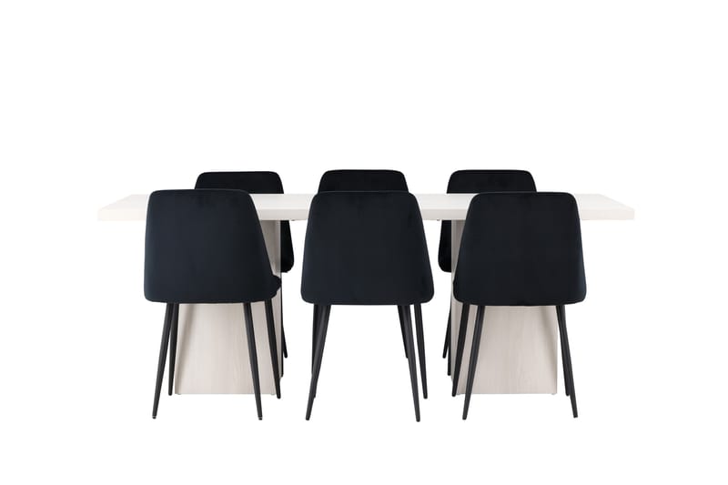 Olga Matgrupp 200 cm Rektangulär med 6 Night Stolar, Vit