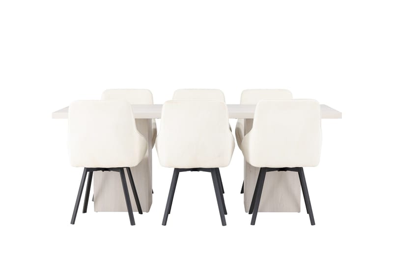 Olga Matgrupp 200 cm Rektangulär med 6 Rosie Stolar, Vit