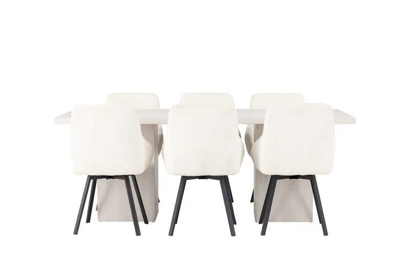 Olga Matgrupp 200 cm Rektangulär med 6 Rosie Stolar, Vit