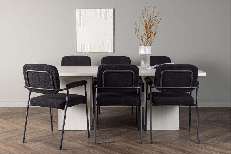 Olga Matgrupp 200 cm Rektangulär med 6 Yesterday Stolar - Svart - Möbler - Matplats - Matgrupp & matbord med stolar