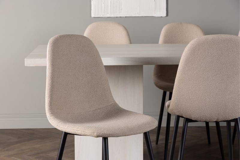 Olga Matgrupp 200 cm Rektangulär med 6 Polar Stolar - Beige - Möbler - Matplats - Matgrupp & matbord med stolar