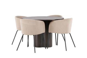 Olivero Matbord 110 cm Runt med 4 Berit Karmstol med Armstöd - Möbler - Matplats - Matgrupp & matbord med stolar