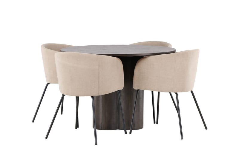 Olivero Matbord 110 cm Runt med 4 Berit Karmstol med Armstöd - Möbler - Matplats - Matgrupp & matbord med stolar
