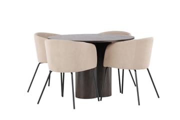 Olivero Matbord 110 cm Runt med 4 Berit Karmstol med Armstöd - Möbler - Matplats - Matgrupp & matbord med stolar