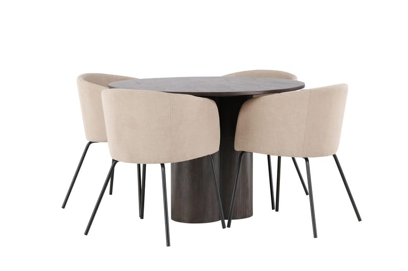Olivero Matbord 110 cm Runt med 4 Berit Karmstol med Armstöd - Möbler - Matplats - Matgrupp & matbord med stolar