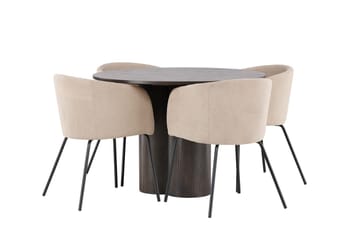 Olivero Matbord 110 cm Runt med 4 Berit Karmstol med Armstöd - Möbler - Matplats - Matgrupp & matbord med stolar