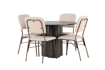 Olivero Matbord 110 cm Runt med 4 Seda Matstol - Mörkbrun - Möbler - Matplats - Matgrupp & matbord med stolar