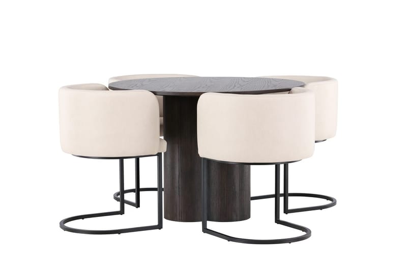 Olivero Matbord 110 cm Runt med 4 Simrishamn Matstol - Möbler - Matplats - Matgrupp & matbord med stolar