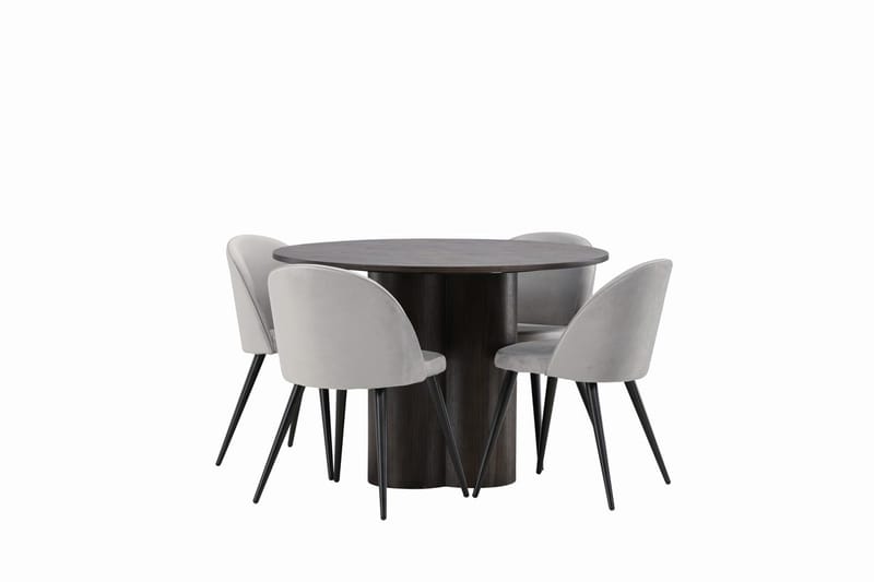 Olivero Matbord 110 cm Runt med 4 Velvet Köksstol Sammet - Möbler - Matplats - Matgrupp & matbord med stolar