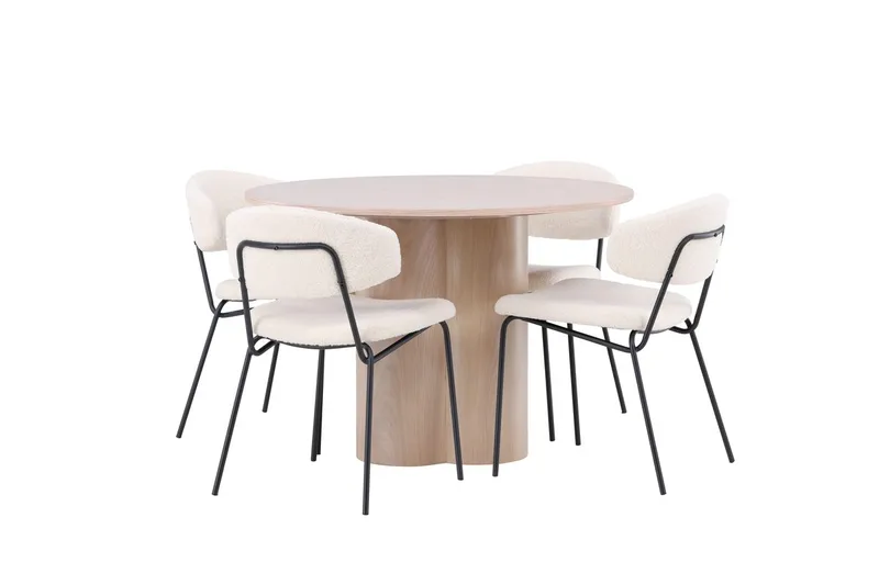 Olivia Matbord 110 cm Runt med 4 Chico Matstol - Möbler - Matplats - Matgrupp & matbord med stolar