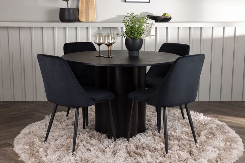 Olivia Matbord 110 cm Runt med 4 Night Matstol