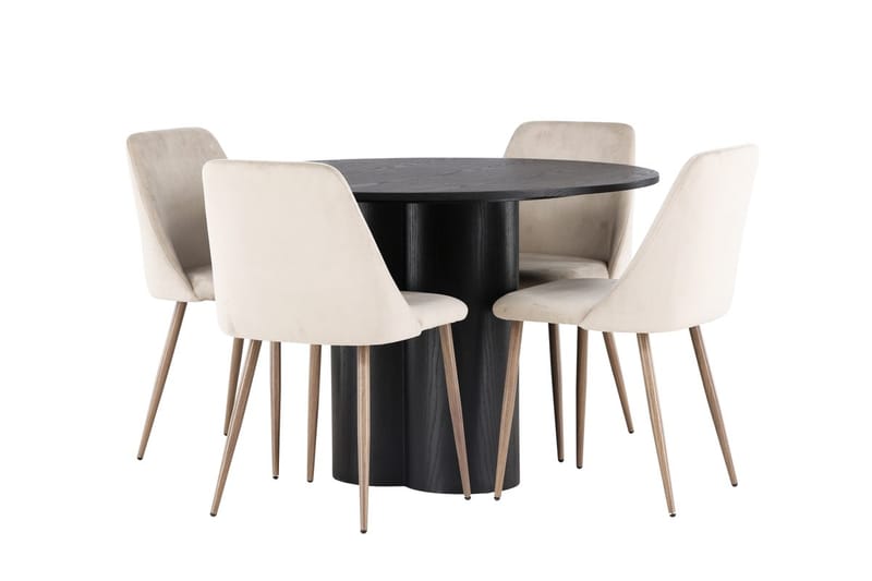 Olivia Matbord 110 cm Runt med 4 Night Matstol - Möbler - Matplats - Matgrupp & matbord med stolar