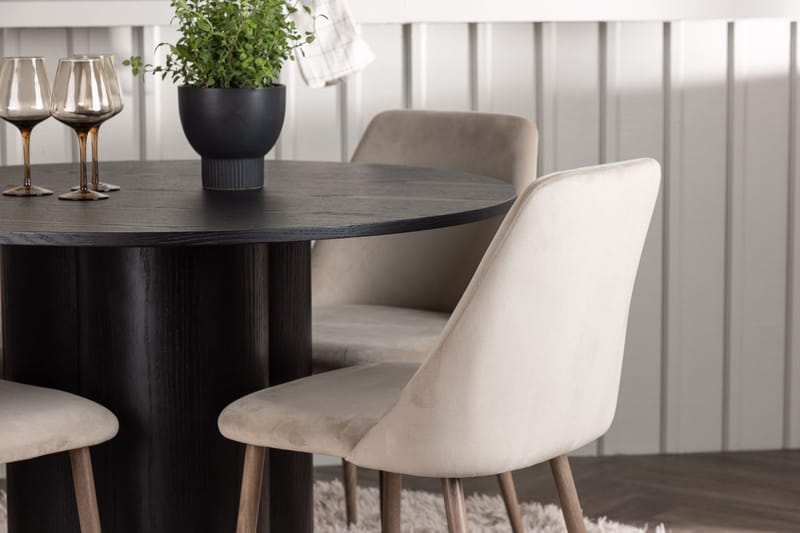 Olivia Matbord 110 cm Runt med 4 Night Matstol - Möbler - Matplats - Matgrupp & matbord med stolar