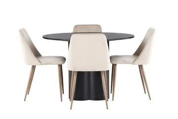 Olivia Matbord 110 cm Runt med 4 Night Matstol - Möbler - Matplats - Matgrupp & matbord med stolar