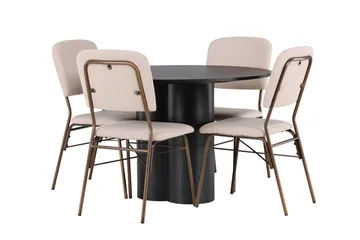 Olivia Matbord 110 cm Runt med 4 Seda Matstol - Möbler - Matplats - Matgrupp & matbord med stolar