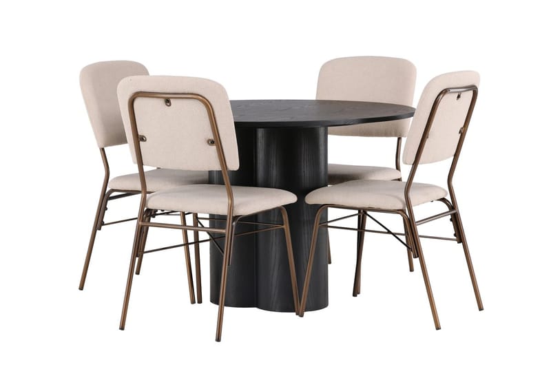 Olivia Matbord 110 cm Runt med 4 Seda Matstol - Möbler - Matplats - Matgrupp & matbord med stolar