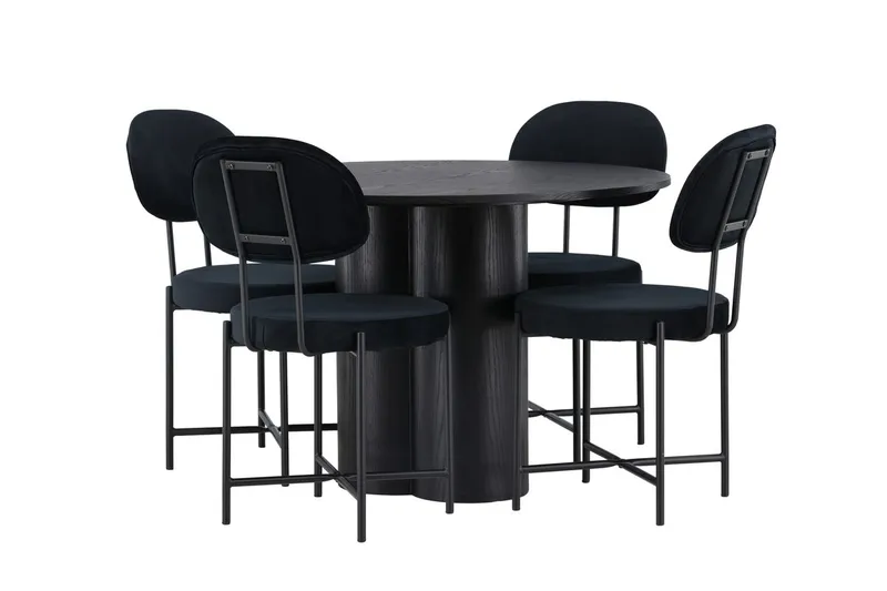 Olivia Matbord 110 cm Runt med 4 Stella Matstol - Möbler - Matplats - Matgrupp & matbord med stolar