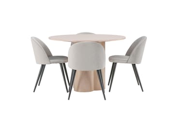 Olivia Matbord 110 cm Runt med 4 Velvet Köksstol Sammet - Möbler - Matplats - Matgrupp & matbord med stolar