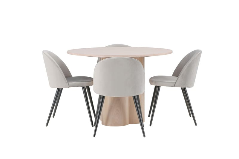 Olivia Matbord 110 cm Runt med 4 Velvet Köksstol Sammet - Möbler - Matplats - Matgrupp & matbord med stolar