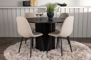 Svart - Svart (bord), beige (stolar)