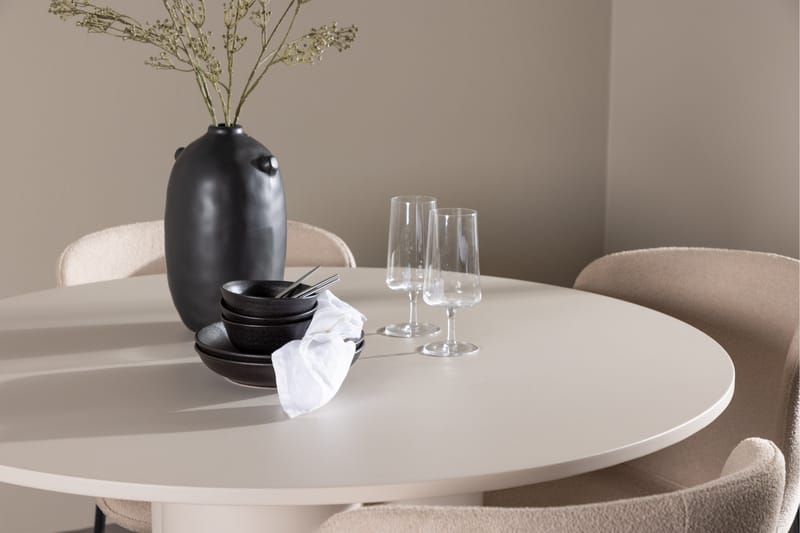 OLIVIA Matgrupp 110 cm Rund Beige med 4 Modesto stolar Beige - Möbler - Matplats - Matgrupp & matbord med stolar