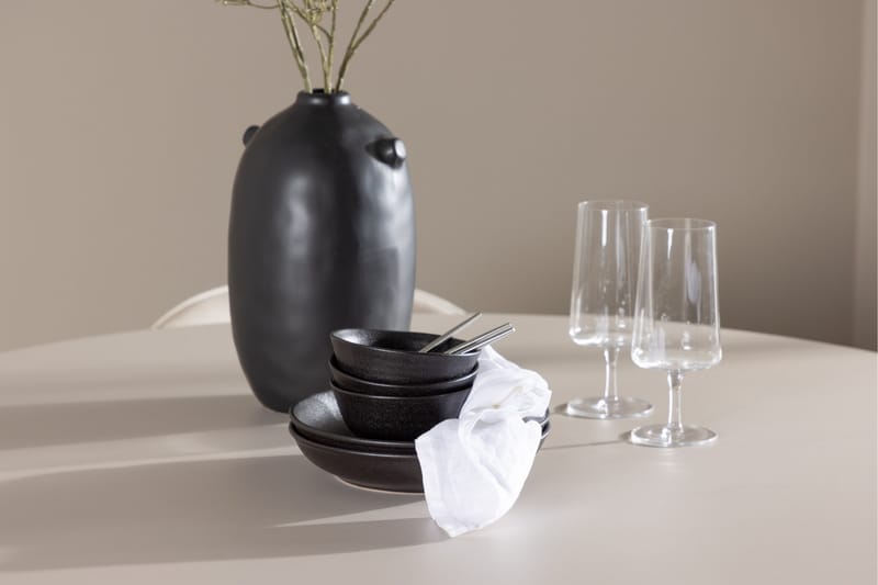 OLIVIA Matgrupp 110 cm Rund Beige med 4 Velvet stolar Beige - Möbler - Matplats - Matgrupp & matbord med stolar