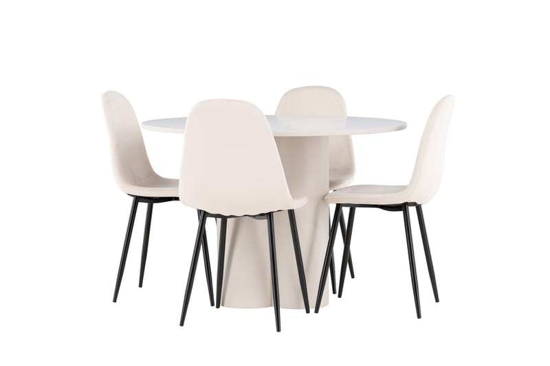 OLIVIA Matgrupp 110 cm Rund Beige med 4 Polar stolar Beige - Möbler - Matplats - Matgrupp & matbord med stolar
